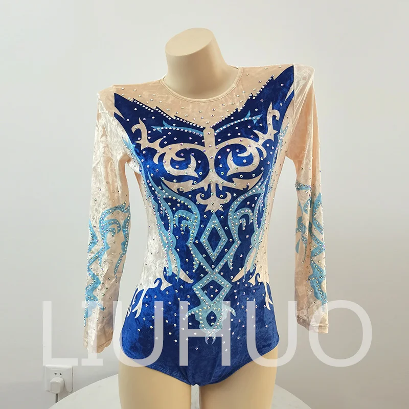 LIUHUO 리듬 체조 레오타드 긴 소매 어린이를 위한 경쟁적인 치어리딩 성능