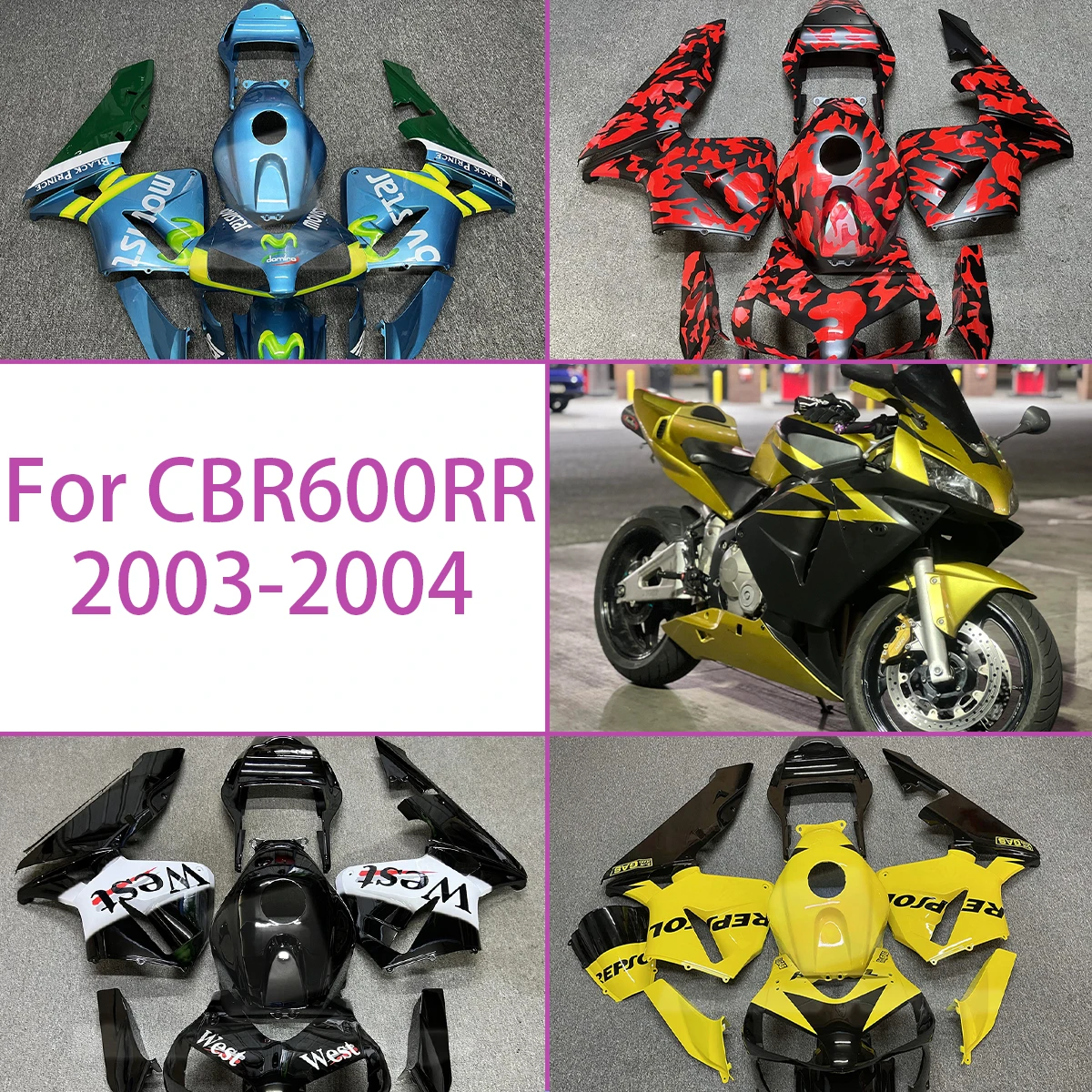 

Полный набор обтекателей кузова, подходящий для Honda CBR 600RR 2003 2004, обтекатели мотоцикла 03 04 CBR600RR, комплект обтекателей