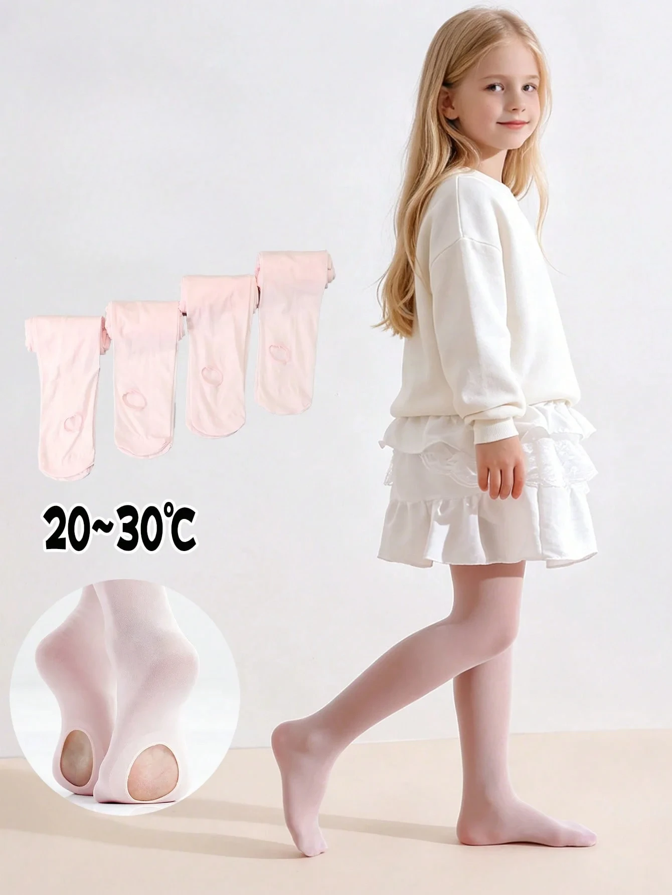 Girls Dance Soild Color Tights Sun Protection Open Toe Breathable Summer Ballet Leggings High Stretch Nylon Spandex