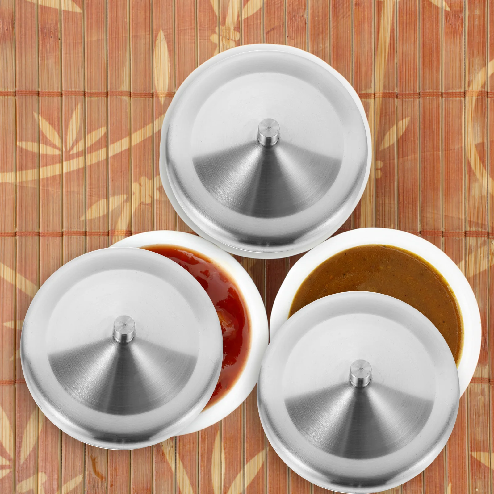 

4Pcs Stainless Steel Mug Covers Heavy Duty Thermal Retaining Cup Lid Set for Hot Drinks Universal Fit Reusable Easy Rinse Clean