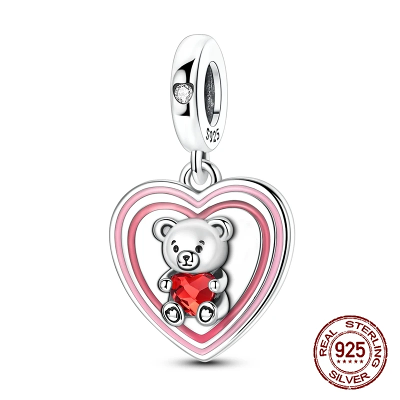 

Очаровательный кулон из стерлингового серебра 925 пробы с медведем Affection, любящий шарм, подходит для оригинальных браслетов с подвесками, женские ювелирные изделия своими руками, подарок