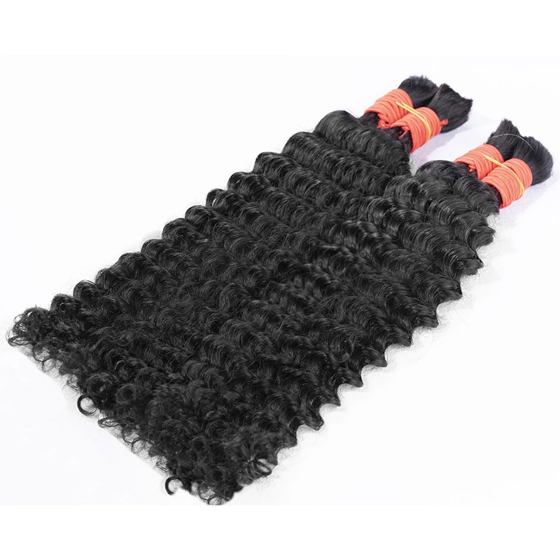 100% Real Virgin Human Hair Bulk Extension Deep Wace Bulk Weaving For Braiding Unprocessed No Weft Straight Loose Body Wace Bulk