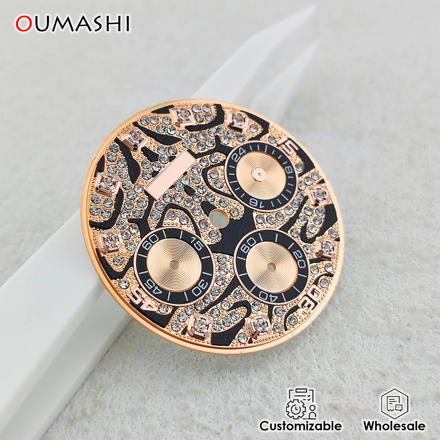 قرص VK63 بقرص 29 مم بنمط النمر وإكسسوارات ساعة مؤشر الماس وقرص ساعة بشعار قابل للتخصيص