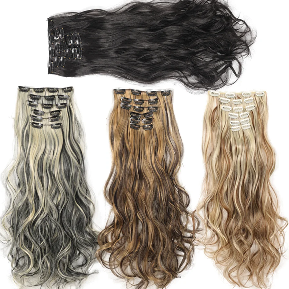 Synthetic 6PC16 card 20 inch water wave women\'s six piece set with curly hair extensions, large wave extensions, and extensions