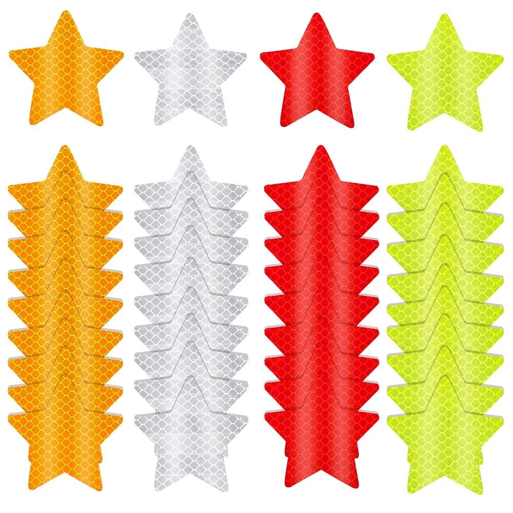 10pcs/set Star Shape Reflective Stickers Warning Safety Reflectors Tapes Waterproof Self-Adhesive Decal For Motorcycle Car Truck