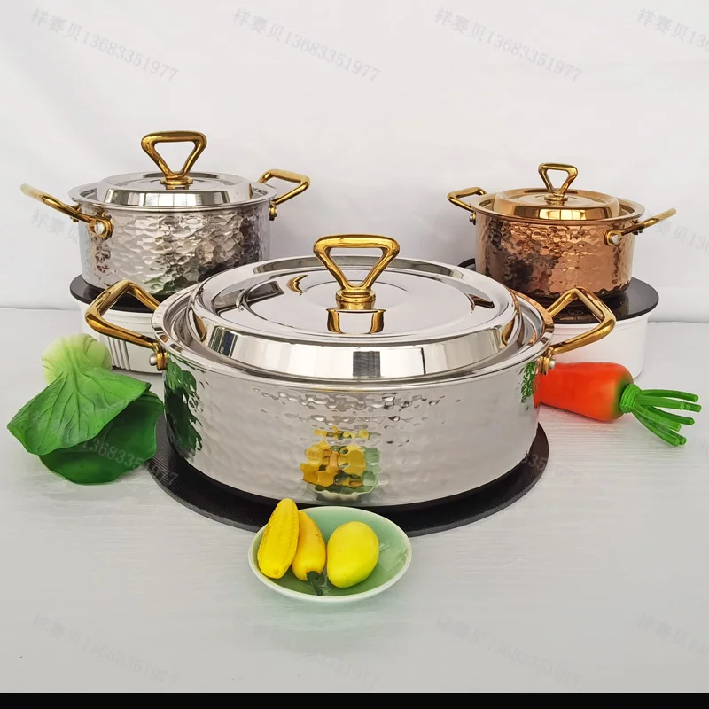 Hammer Point Mandarin Duck Boiler Small Hot Pot Hotel Household Thick Big 304 Stainless Steel Pot Food Grade Pot European Style