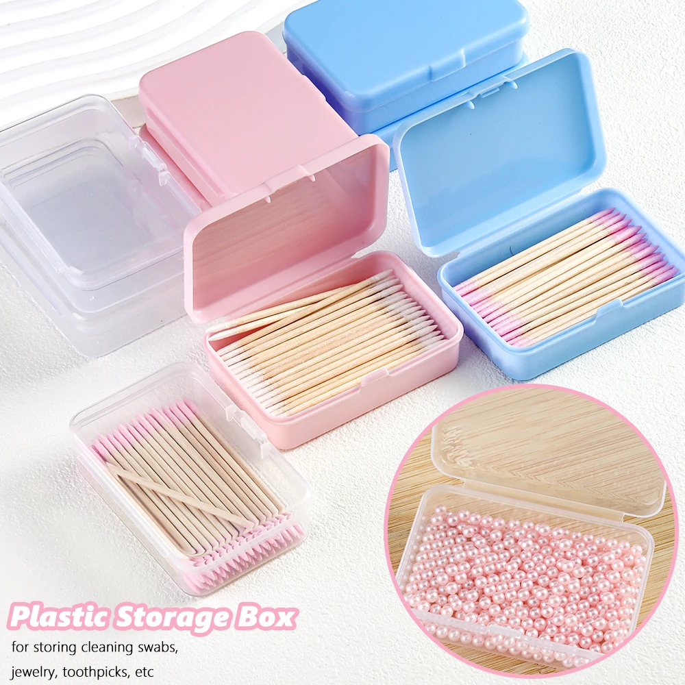 Square Plastic Storage Box, For Jewelry, Nail Files, Cleaning Sticks, Manicure Salon Home Use Supplies
