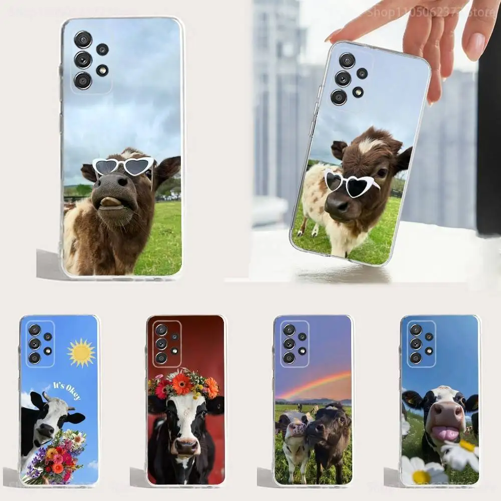 

Animal Dairy Cow Cute Phone Case For Samsung S30,S23,S22,S21,S20,Ultra,FE,Lite, S10,S9,S8,PIus,Transparent, Silicone Case
