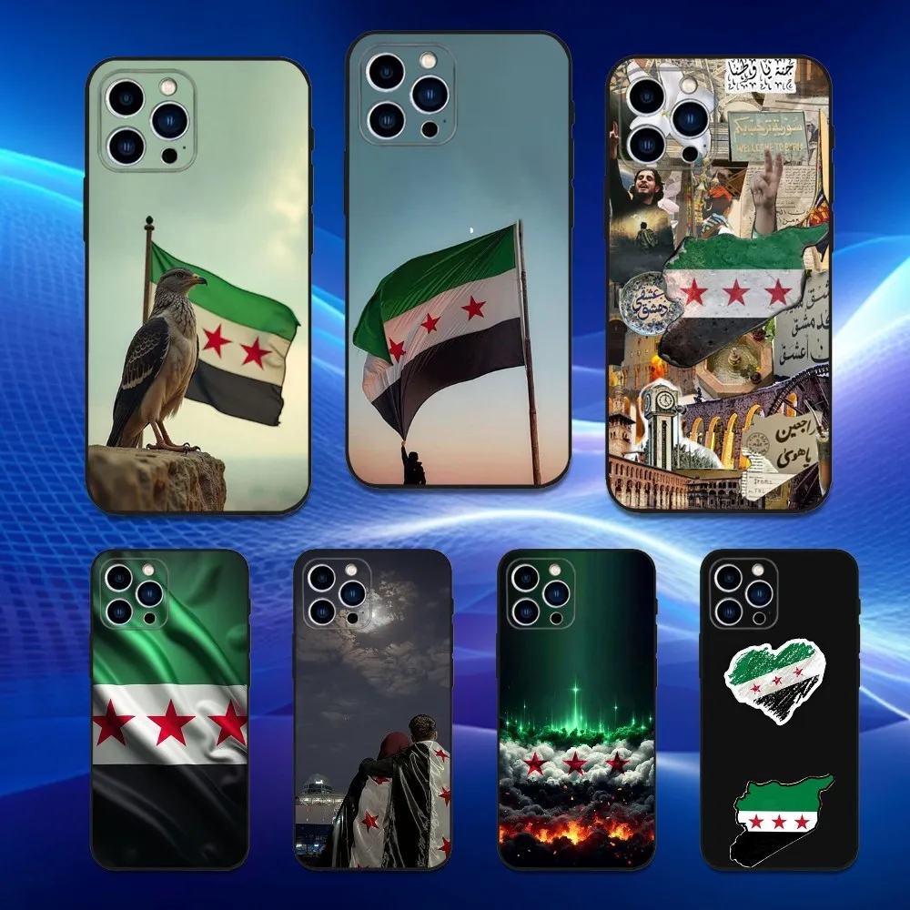 

Cool S-Syrian S-Syria Flag Phone Case For iPhone 16,15,14,13,12,11 Plus,Pro Max,XS,X,XR,SE,Mini,8,7,Soft Silicone Black Cover