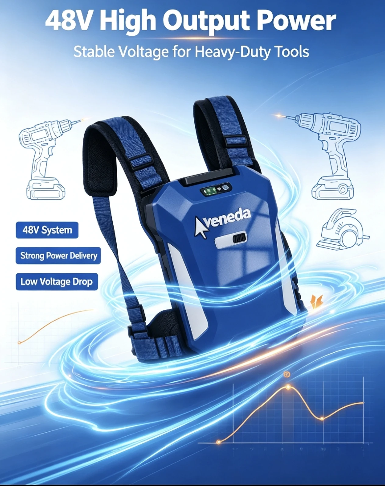 Customizable 48V 20Ah Solid-state Prismatic High-capacity Universal High-power Electric Tool Backpack Lithium Battery Pack