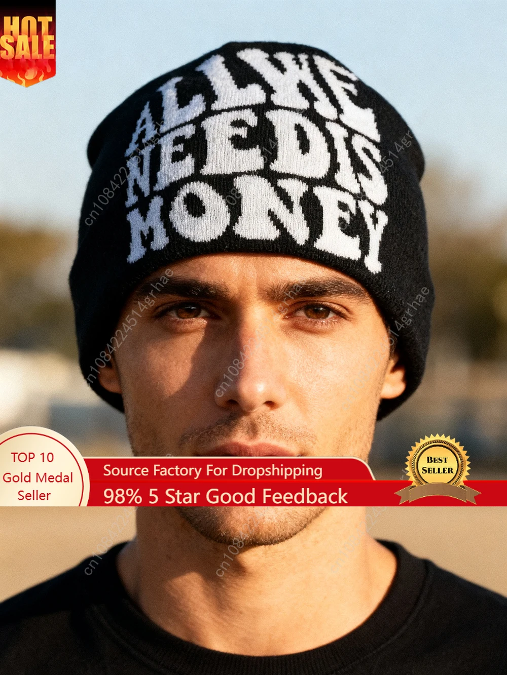 

1pc 'ALL WE' Acrylic Knit Beanie Hat, Unisex Windproof Warm Ski Cap, 100% Acrylic, Slight Stretch, Hand Washable, Funky Style