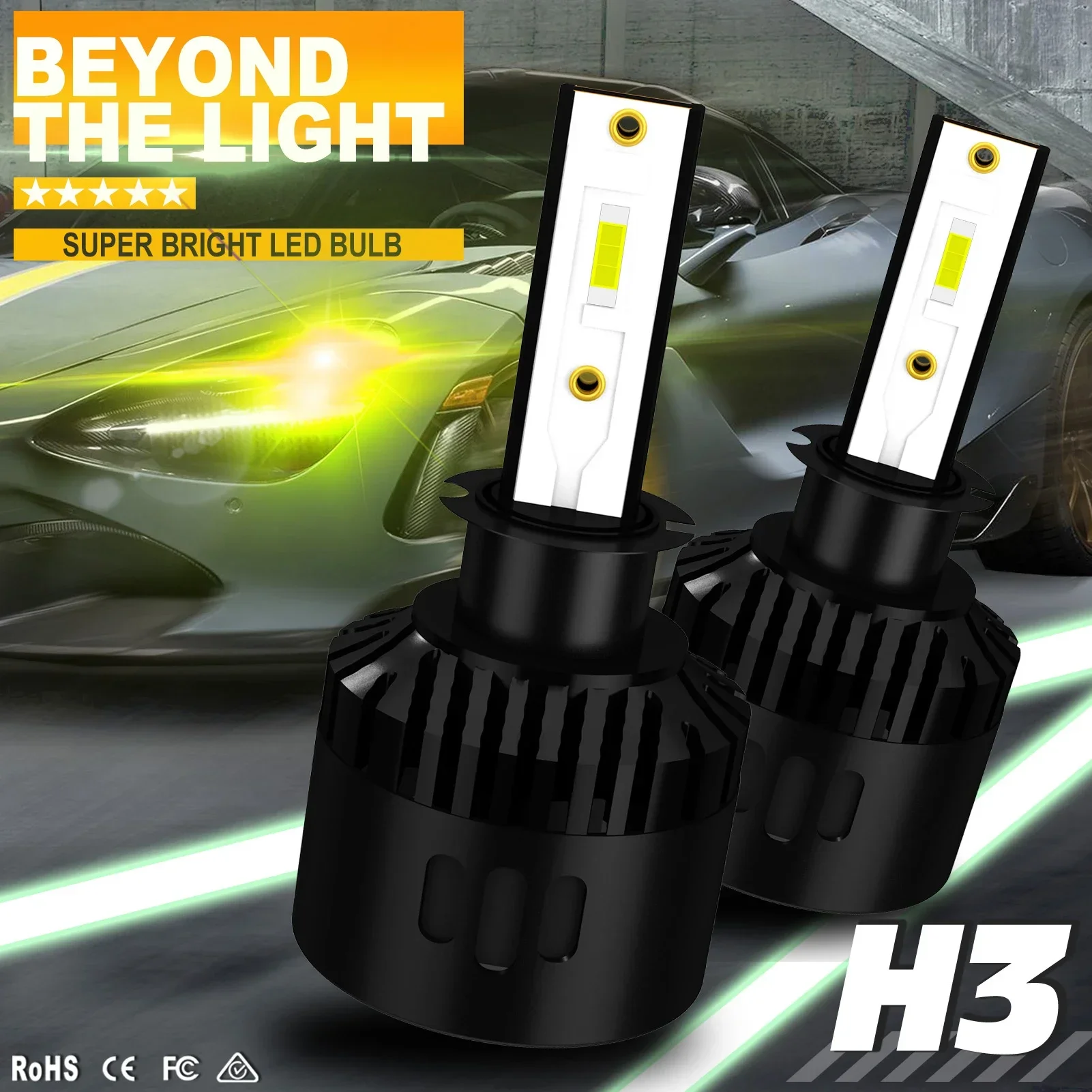 

P2 3000K H3 LED Headlight Bulbs 48w H4 H7 H11 H8 H9 H1 880 H27 LED Car Headlights 5202 9007 HB3 9006 COB Bulb Fog Light