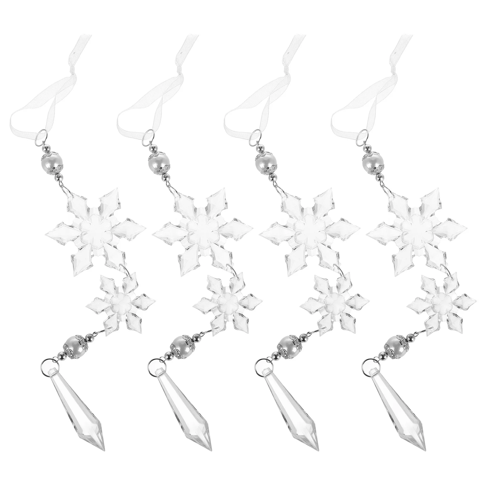 

4Pcs Acrylic Snowflake Ornament Clear Crystal Hanging Decor for Christmas Tree Winter Holiday Home Mall Office Party Frosty
