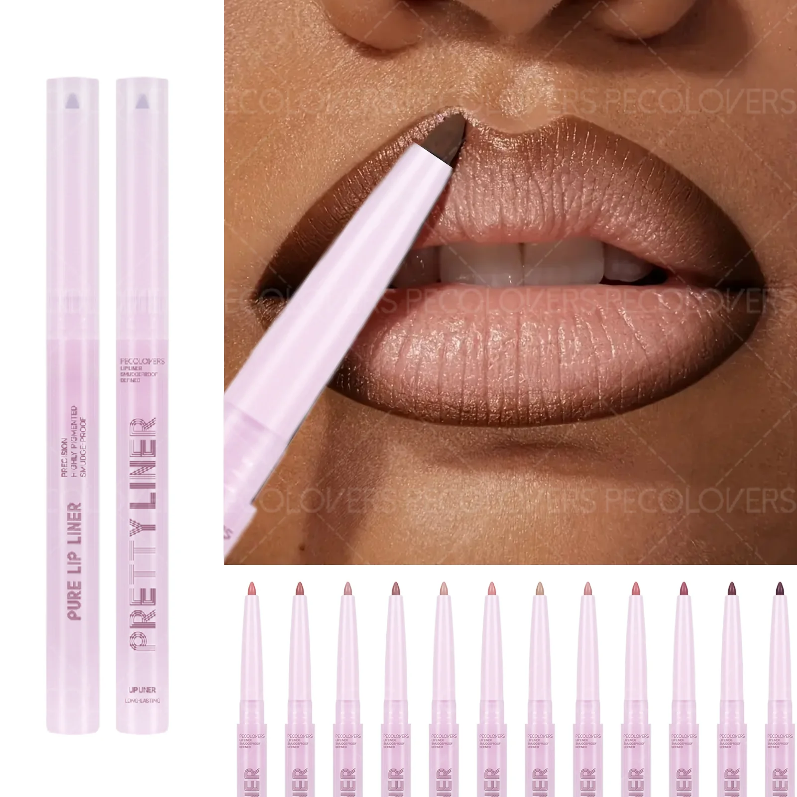 1PC リッチカラー ヌード リップライナー ペン - マットな質感、カップに付かない、毎日のメイクに便利な携帯用