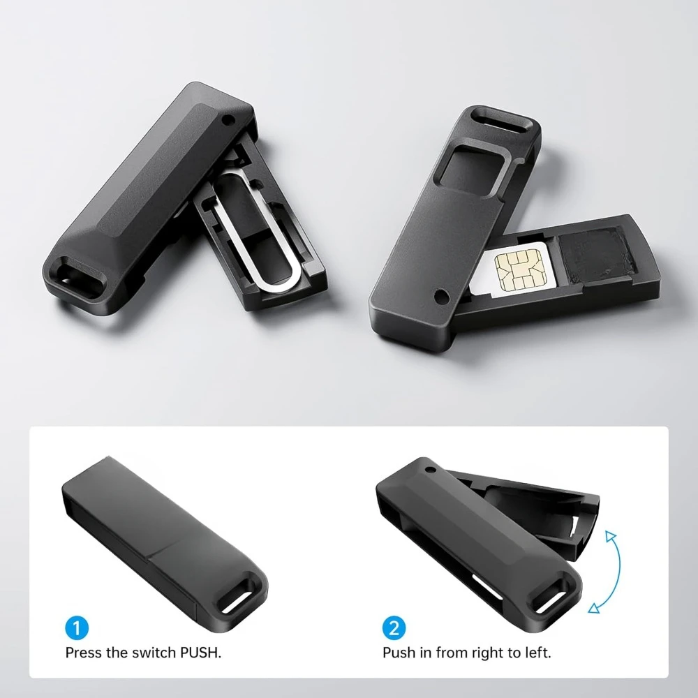 Strumento per espulsionare il perno del vassoio della carta Espulsione l'apertura del perno con una piccola scatola per riporre le carte Sim /TF