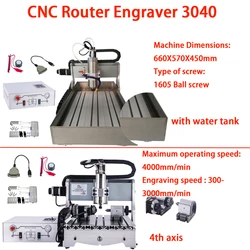 3040 maszyna frezowanie CNC 4 osi 2.2kw CNC Router grawer Z osi może być podwyższony zbiornik wody opcjonalny 6040 1.5kw urządzenie tnące