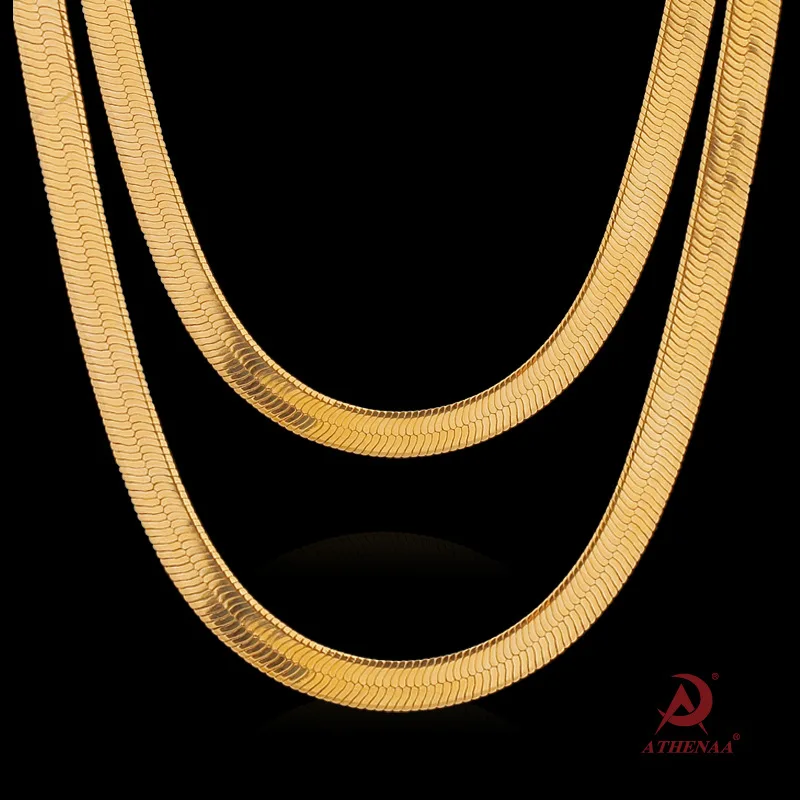 Luxury 24K 9999 Pure Gold real gold Men's and Women's Flat Snake Chain Blade-shaped Snake Bone Chain