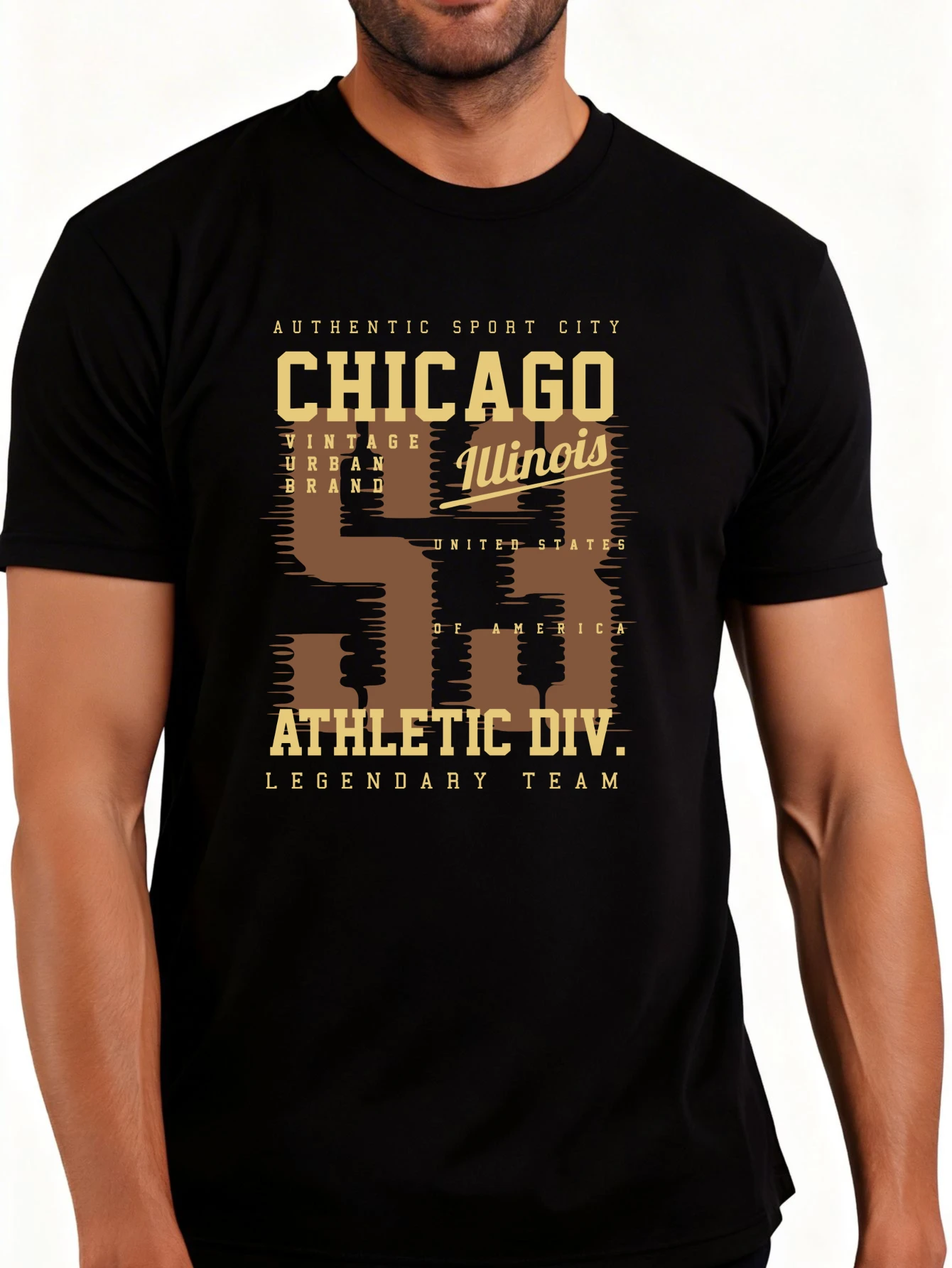 Men's Plain Graphic T-Shirt - Breathable, Soft, Lightweight - Chicago Illinois Sports Legends - Retro Fun Graphic Casual Short Sleeve Summer Top, Gift for Him