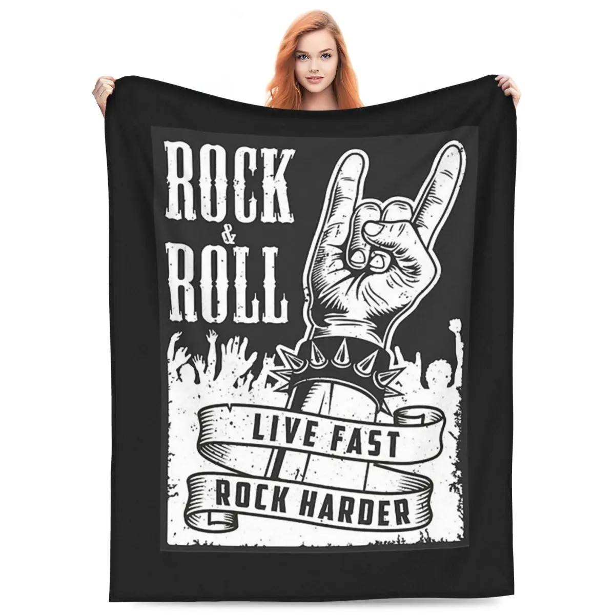 Rock Star Skull Rock N Roll Blankets Fleece Sofa Throw Blanket Warm for Couch Bedding Office Throws Bedspread Quilt