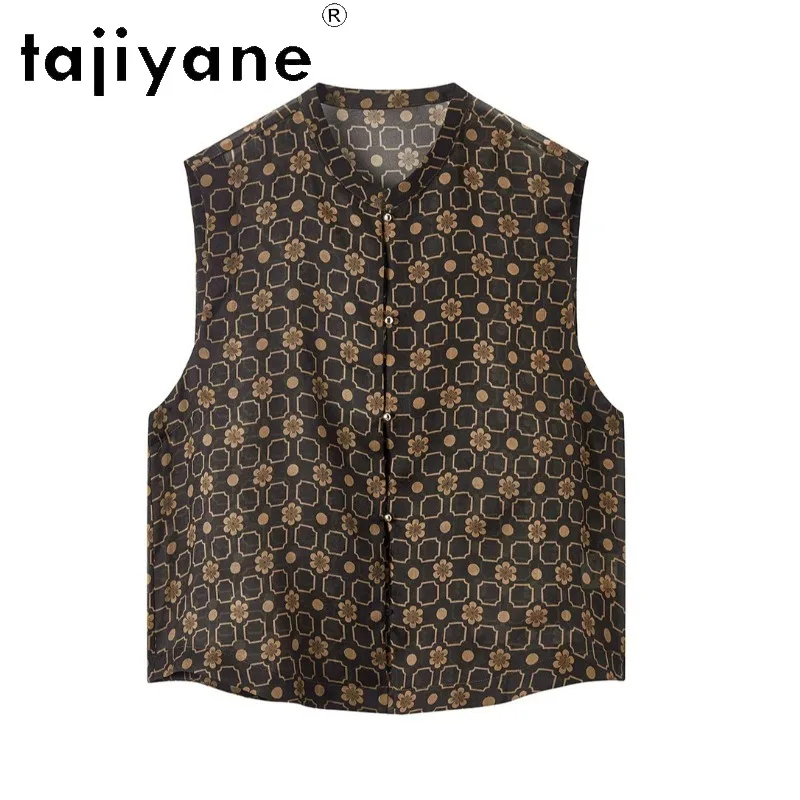 TAJIYANE 100% Mulberry Silk Woman Blouses Organza Shirt Frog Buttons Ladies Tops Summer Waistcoat Lightweight Clothing 2026 셔츠