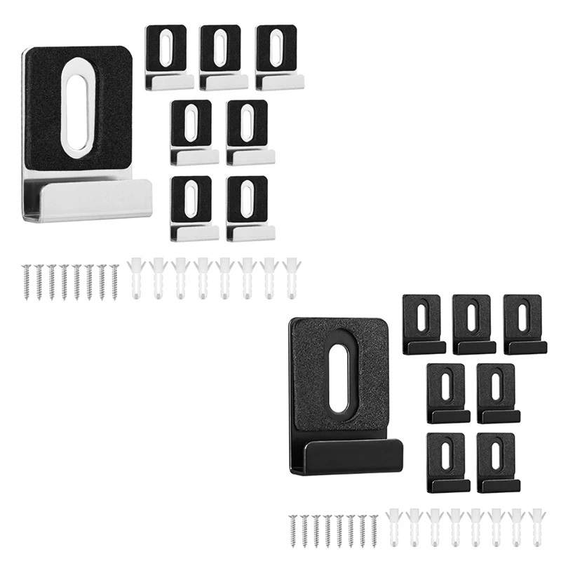8Pcs Metal Mirror Holder Kit, Mirror Clips With Screws Rubber Pads Mirror Hooks Heavy Duty Mirror Hanger Hardware