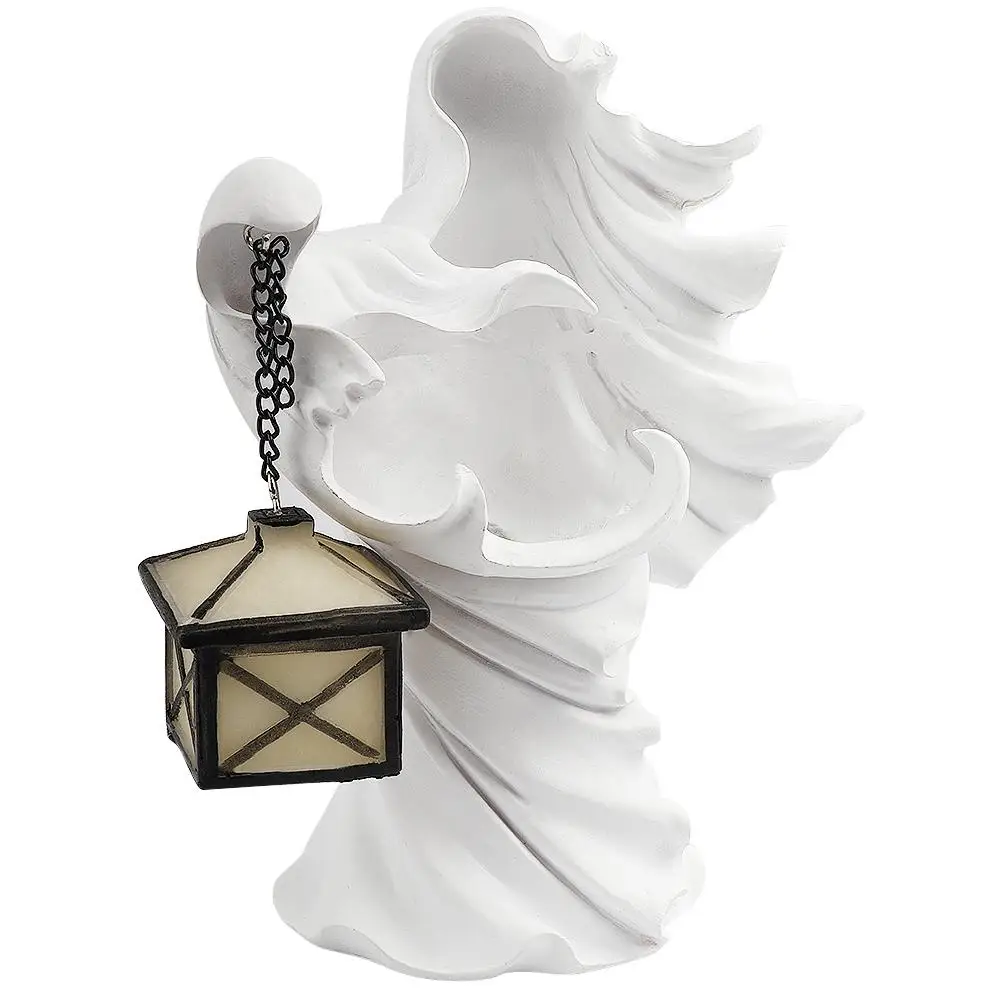 

Halloween Witch Ghost Statue With Lantern Hell Resin Messenger Scary Crafts Sculpture Fairy Garden Ornament Home Decoration