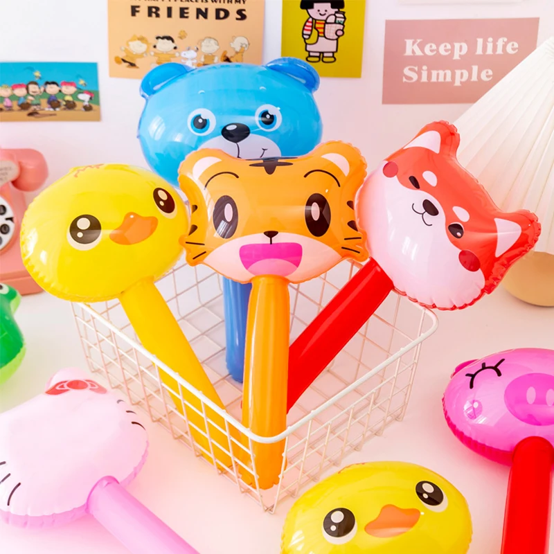 10Pc Cute Animal Inflatable Hammer with Bell Summer Pool Beach Toys for Kids Birthday Party Favors Baby Shower Pinata Fillers