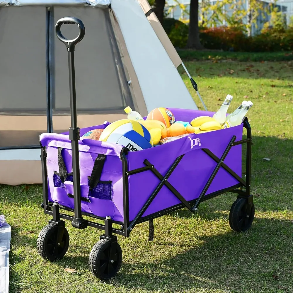 

Wagon Cart with Wheels Foldable - Collapsible Utility Wagon Heavy Duty, Folding Grocery Wagon