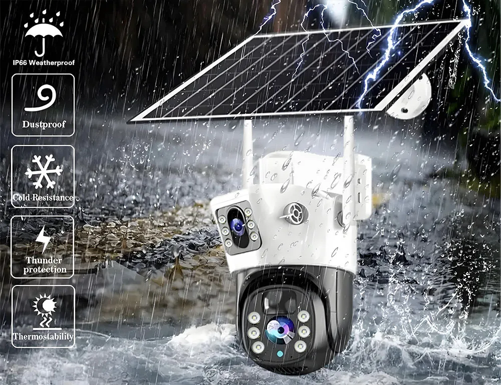 4K WiFi Solar Battery Camera 4G 8MP Dual Screen  HD Night Vision Outdoor Waterproof IP Monitor PIR Motion Detection V380 Camera