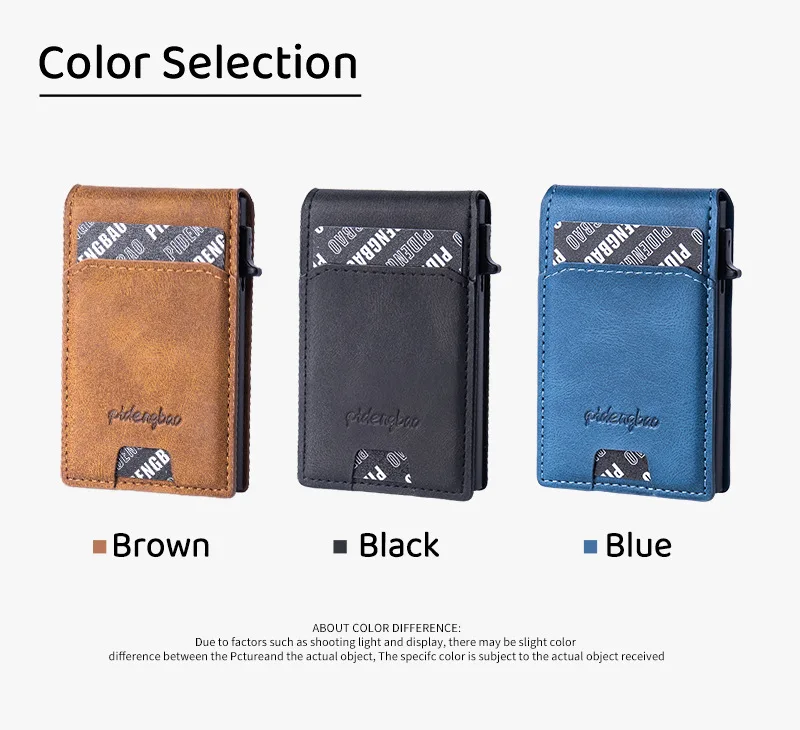 Men's Card Bag RFID Anti-Theft Card Swiping Clip Side Push Aluminum Alloy Card Box Multi Slot Credit Card Cover