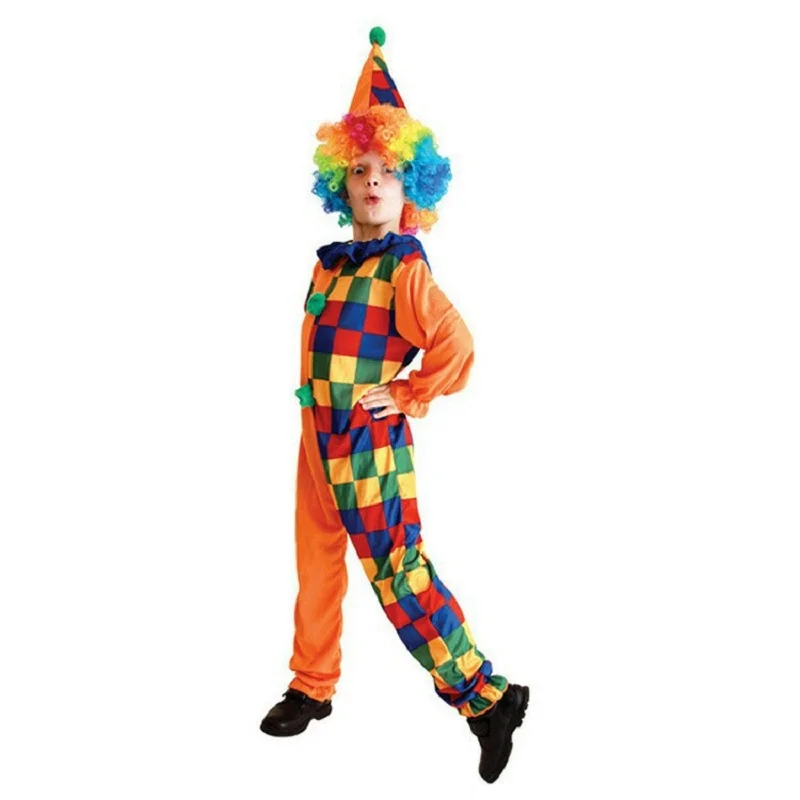 Kids Clown Cosplay Costumes Hat Children Halloween Kindergarten Magic Game Party Show Jumpsuits Baby Masquerade Prom Costumes