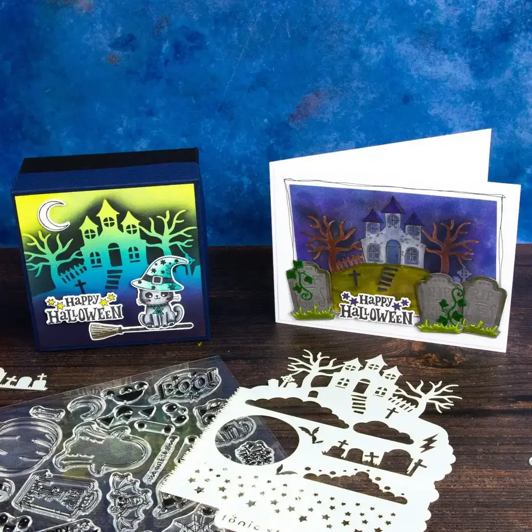 New 2025 Handmade Hallowmas A Frightfully Friendly Metal Cutting Dies Stamp Stencils DIY Scrapbooking Holiday Greeting Card Box