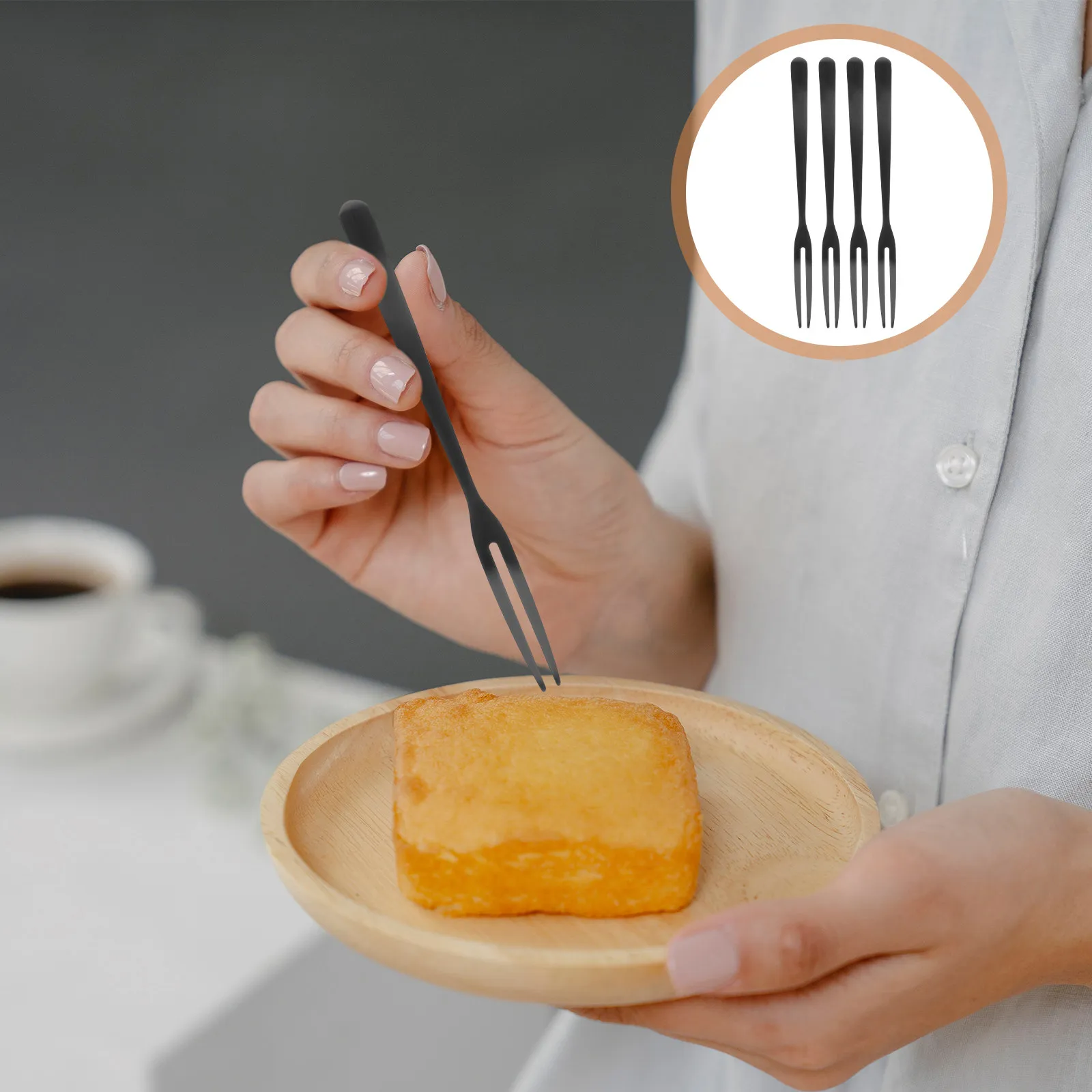 Stainless Steel Fruit Forks 10pcs – 2-Prong Reusable Salad Dessert Picks for Home, Cafe, Beach & Kitchen