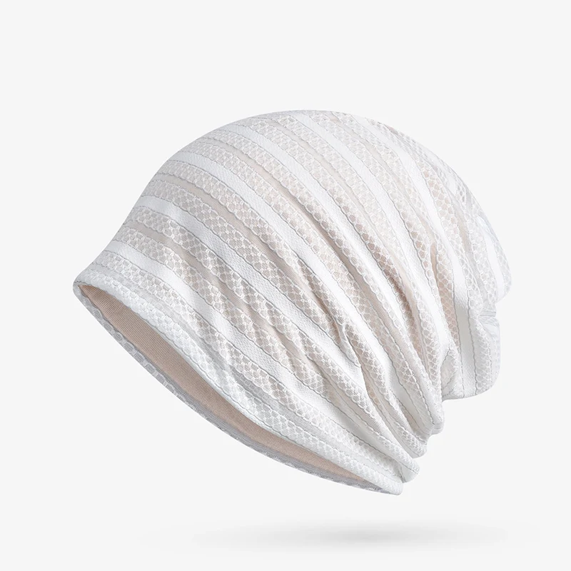 Summer Slouchy Beanie Hat Women Thin Lace Cotton Beanie Sleeping Cap Cancer Chemo Cap Turban Headwear Night Cap