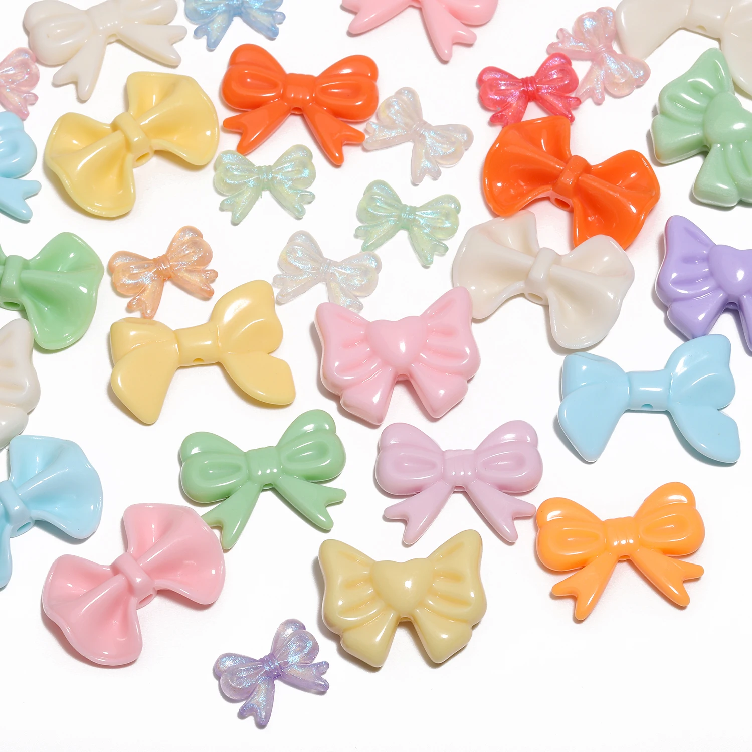 Candy Color Acrylic Bowknot Beads Cute Bow Tie Spacer Charms For Bracelet Handcraft Necklace Findings DIY Jewelry Accessories