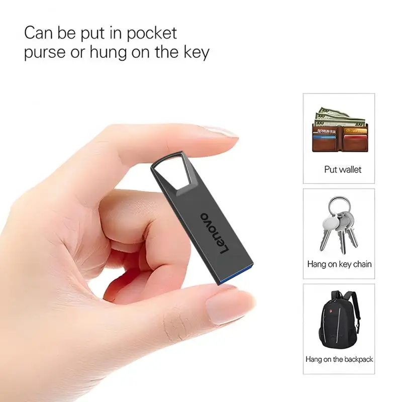 Lenovo 2TB Portable Usb Drive Usb 3.0 Flash Drives High Speed Metal Pendrive 1TB 512GB 256GB Waterproof Memoria Usb Flash Disk