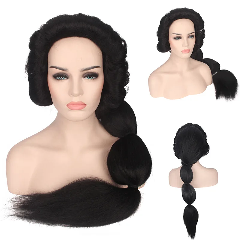 

Long Black Wavy Synthetic Wig for Women Costume Party Cosplay Princess Roleplay Fluffy Natural Heat Resistant Fiber