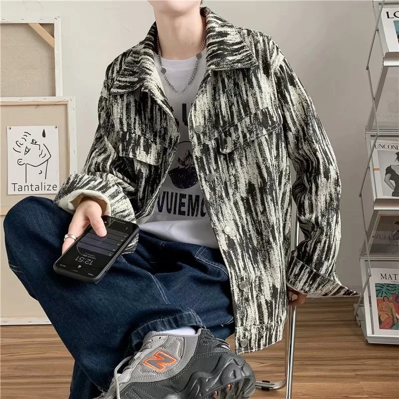 

Vintage American Tie Dye Denim Jaet Men's High Street Autumn New Trendy Brand INS Hip Hop Loose Jaet Youth Sle