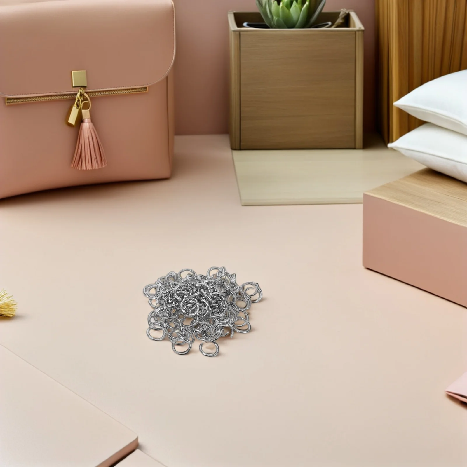 300Pcs Tiny Metal Jump Rings 8mm 9mm 10mm Stainless Steel Open Jewelry Connectors for Necklace Bracelet Earring Making Silver