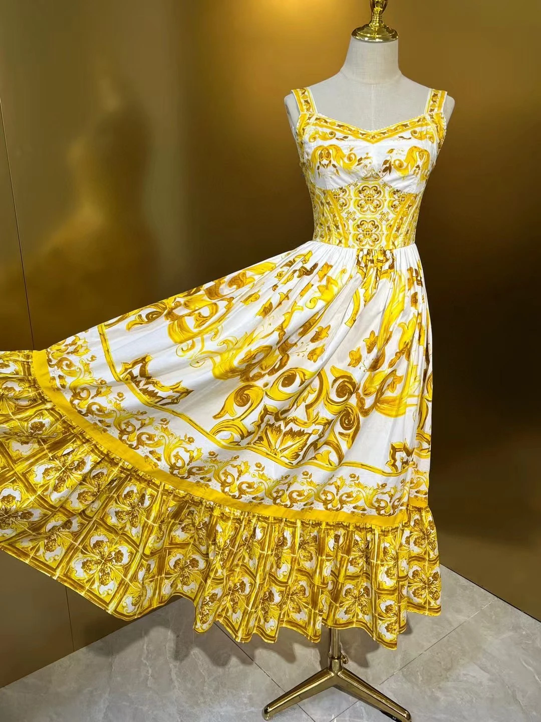 Flor vermelha porcelana bainha pesada enfeite cintura cinching saia longa vintage sle algodão maxi dr primavera verão