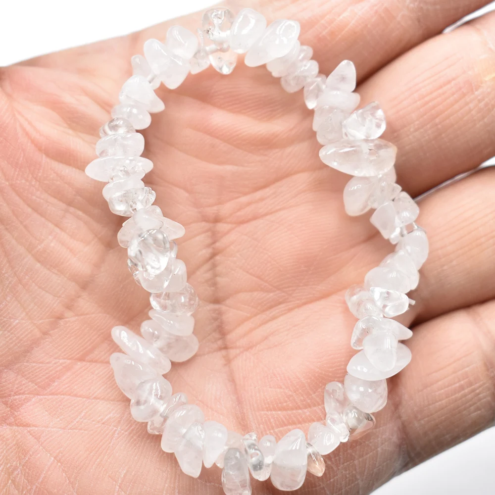 Großhandel 12 Stück/Set Naturstein-Chips Achat-Armband Amethyst-Kristall-Granulat Stretch-Armbänder Reiki-Heilgeschenke 19cm – Detail 8