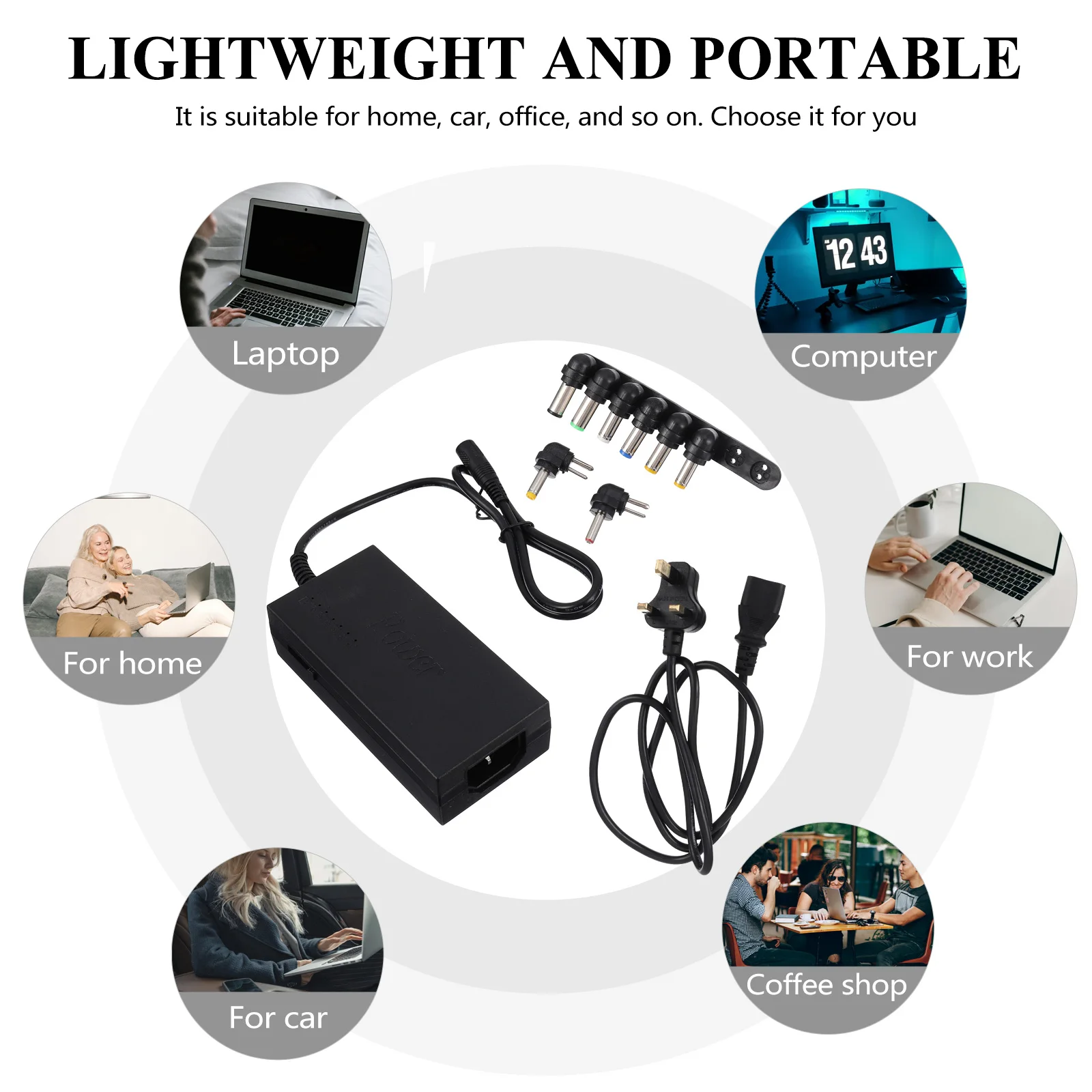 

Laptop Power Adapter 12V 24V Universal Multi Port AC Adjustable 8 Piece Connector High Quality Laptop Power Supply