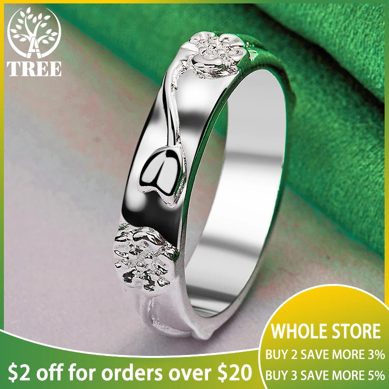 

Fine 925 Sterling Silver Women Flower Rose Ring Fashion Party Wedding Engagement Charm Men Jewelry Birthday Gift Factory Price