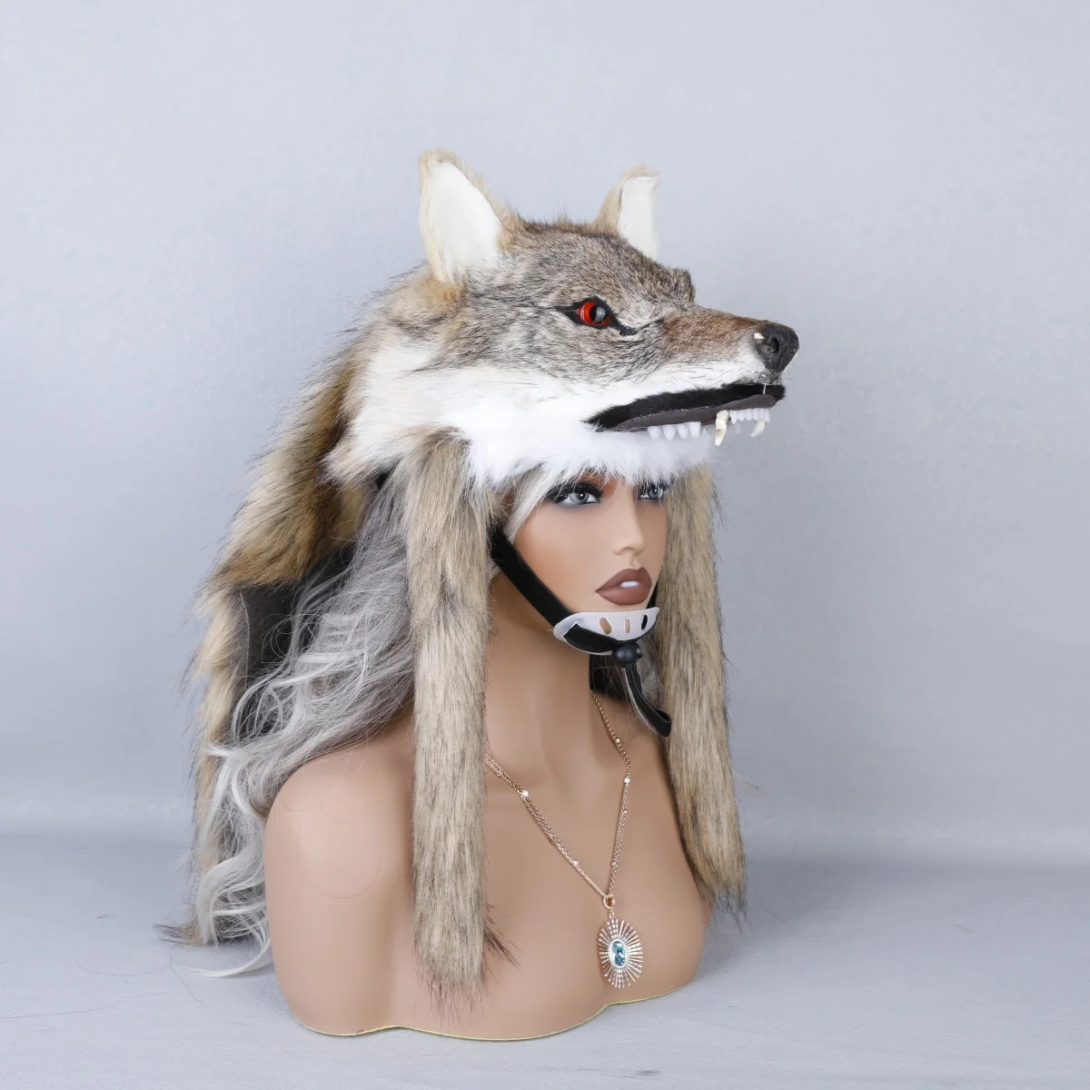 Unisex Faux Fur Wolf Head Hat Fashion Animal Theme Headdress Suitable for Carnival, Role Play Fashion Show Dance Party Props