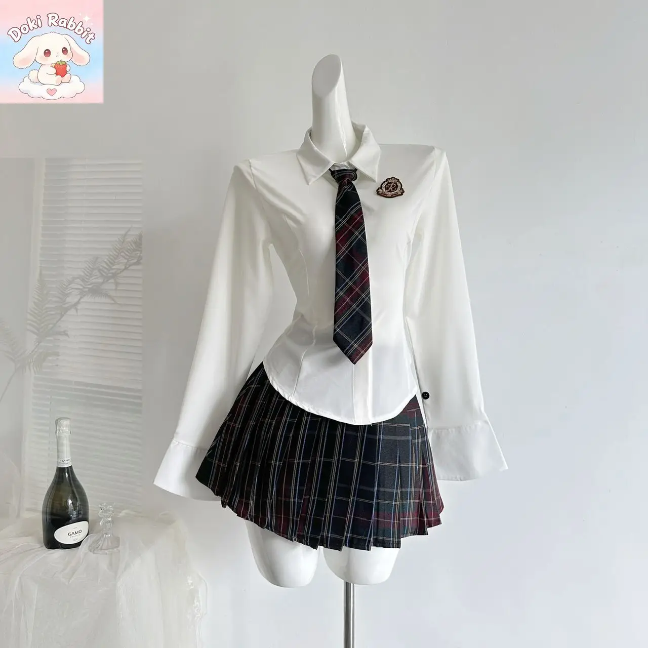 Harajuku College Style Women 3 Pieces Set Suit Jacket + Long-sleeved Shirt + Mini Skirt Korean Fashion Y2k Lolita Sweet Outfits