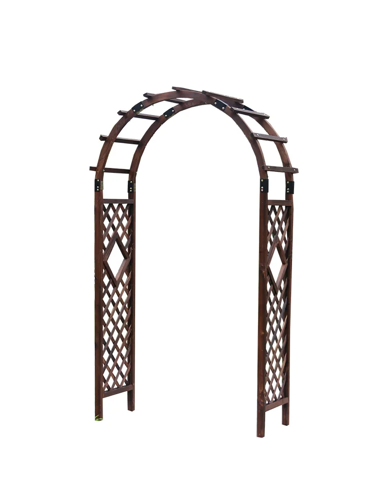 

Outdoor Courtyard Carbonized Anti-Corrosion Solid Wood Arch Garden Door Grape Rack Semicircle Mesh Arch Climbing Vine Flower