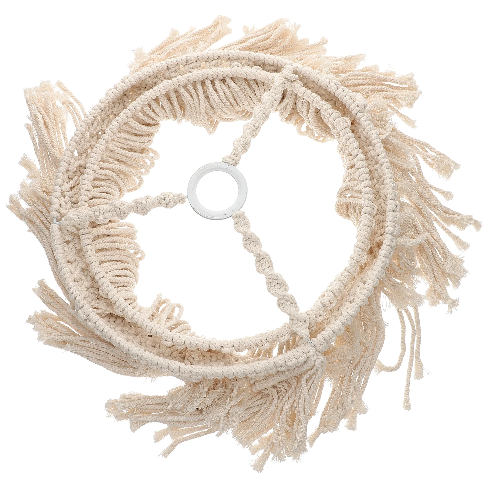 

Bohemian Macrame Lamp Shade Woven Beige Cotton Light Cover Bedroom Living Room Decor Indoor Lighting Fixtures Replacement Shades