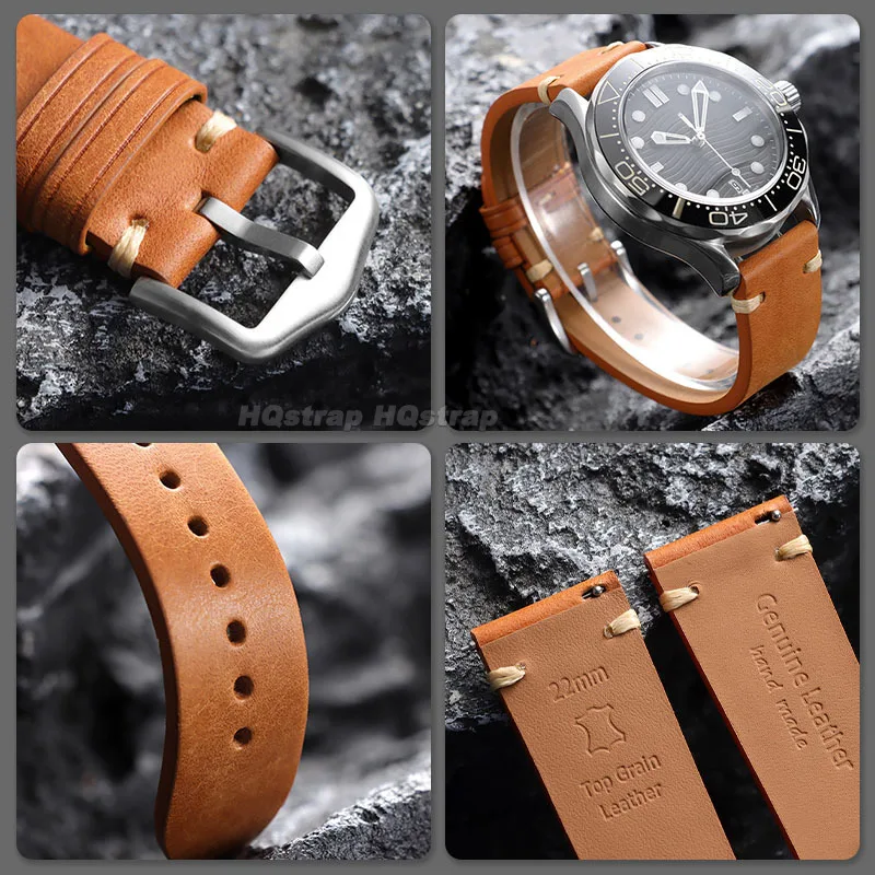18mm 19mm 20mm 21mm 22mm Echtes Lederarmband Mattiertes Rindsleder Uhrenarmband Ersatz-Armband für Seiko für Omega – Detail 4