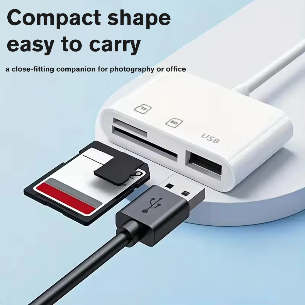 3-in-1 USB & Type-C Card Reader, OTG adapter. USB for computers, Supports SD/TF cards & USB gadgets For Mobile Phone & PC