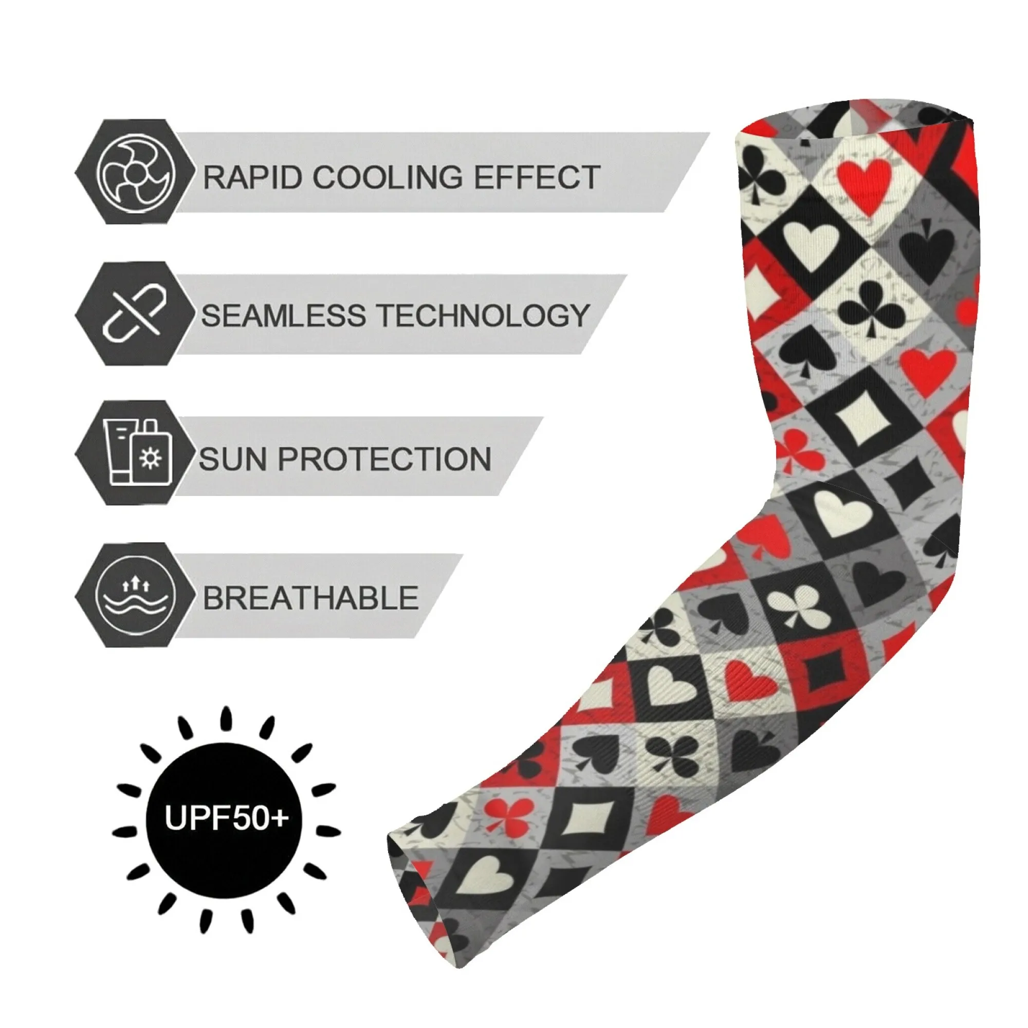 

Playing Card Print Funny Arm Sleeves Lightweight Comfortable and Sun-protective Sleeves for Running Outdoor Hiking Sports